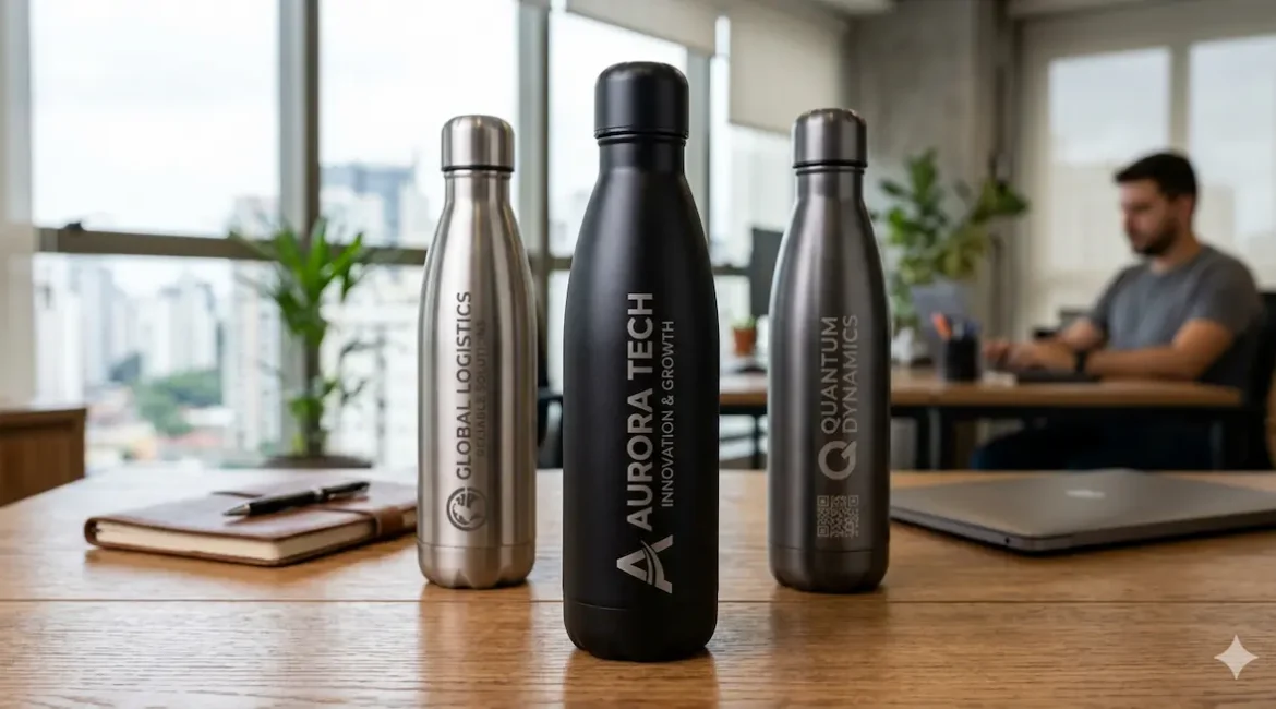 Garrafas Térmicas Personalizadas para Empresas: Durabilidade e Sofisticação 1 gravacao laser garrafas termicas empresa logo metal sao paulo