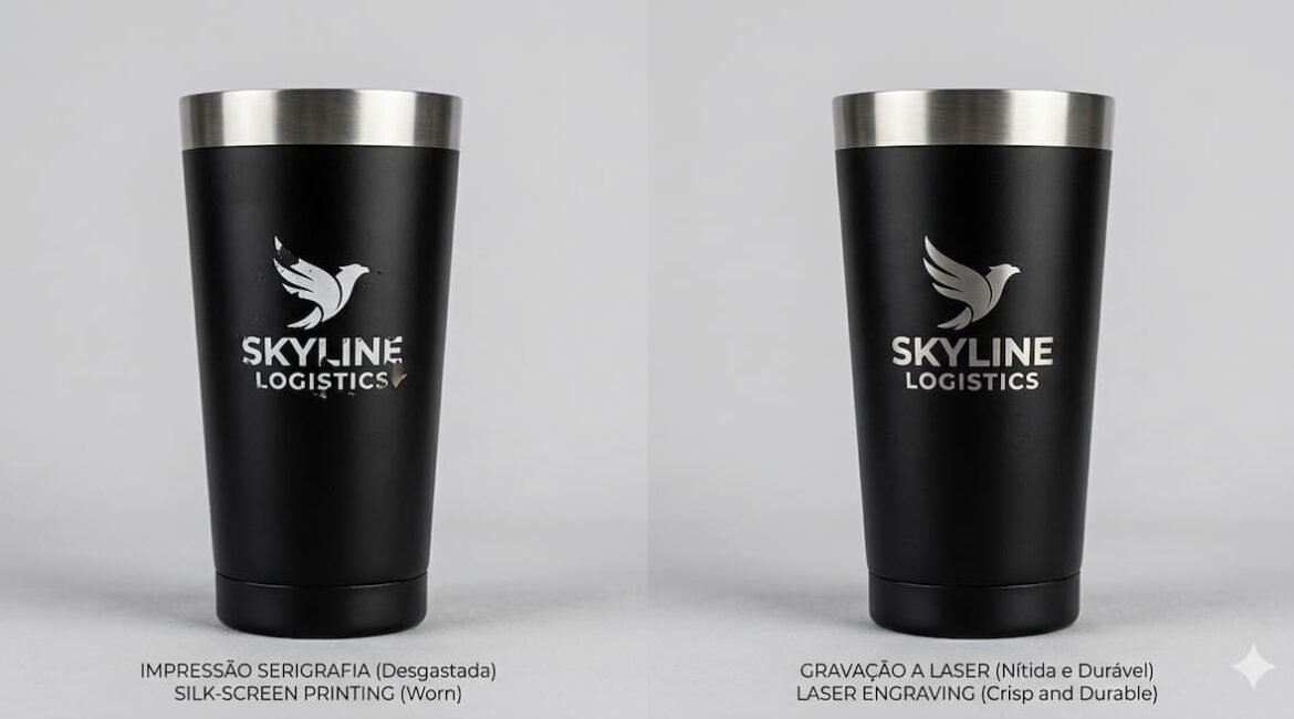Gravação a Laser vs Serigrafia: Qual Dura Mais em Brindes Corporativos? 1 gravacao laser vs serigrafia comparativo nahata