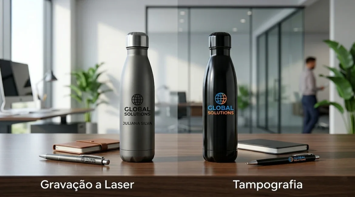 gravacao laser vs tampografia brindes corporativos comparativo santo andre sao paulo