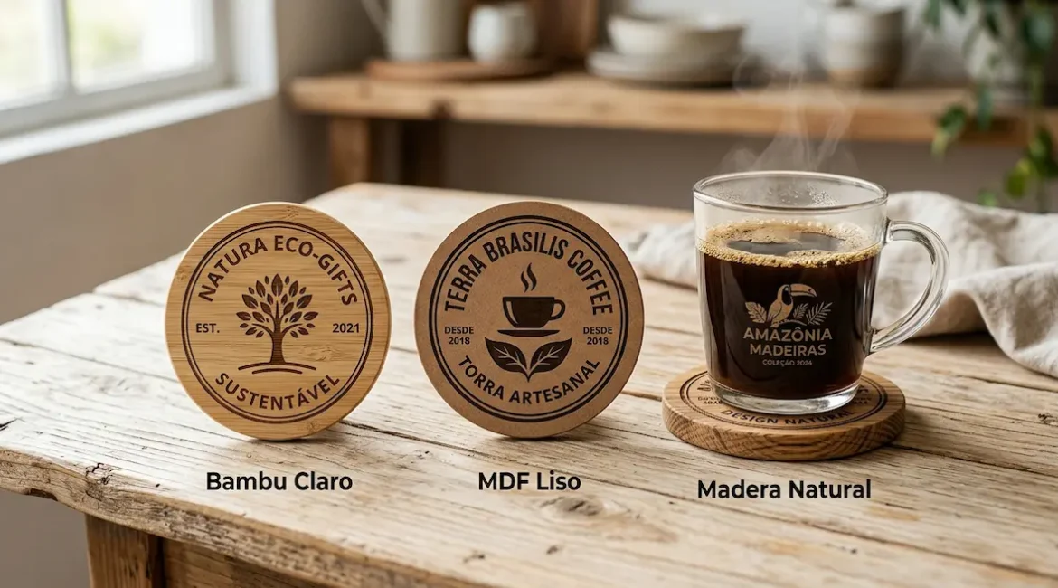 porta copos madeira bambu personalizados gravacao laser santo andre sao paulo